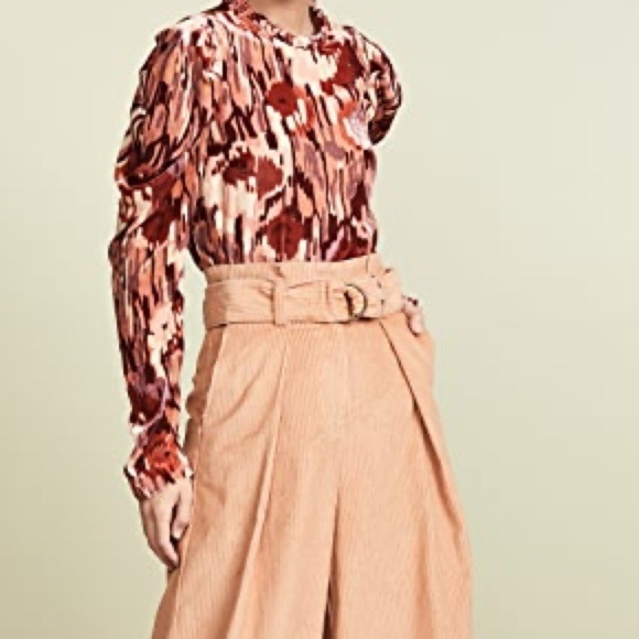 Ulla Johnson Mock Neck Velvet Floral Blouse 4